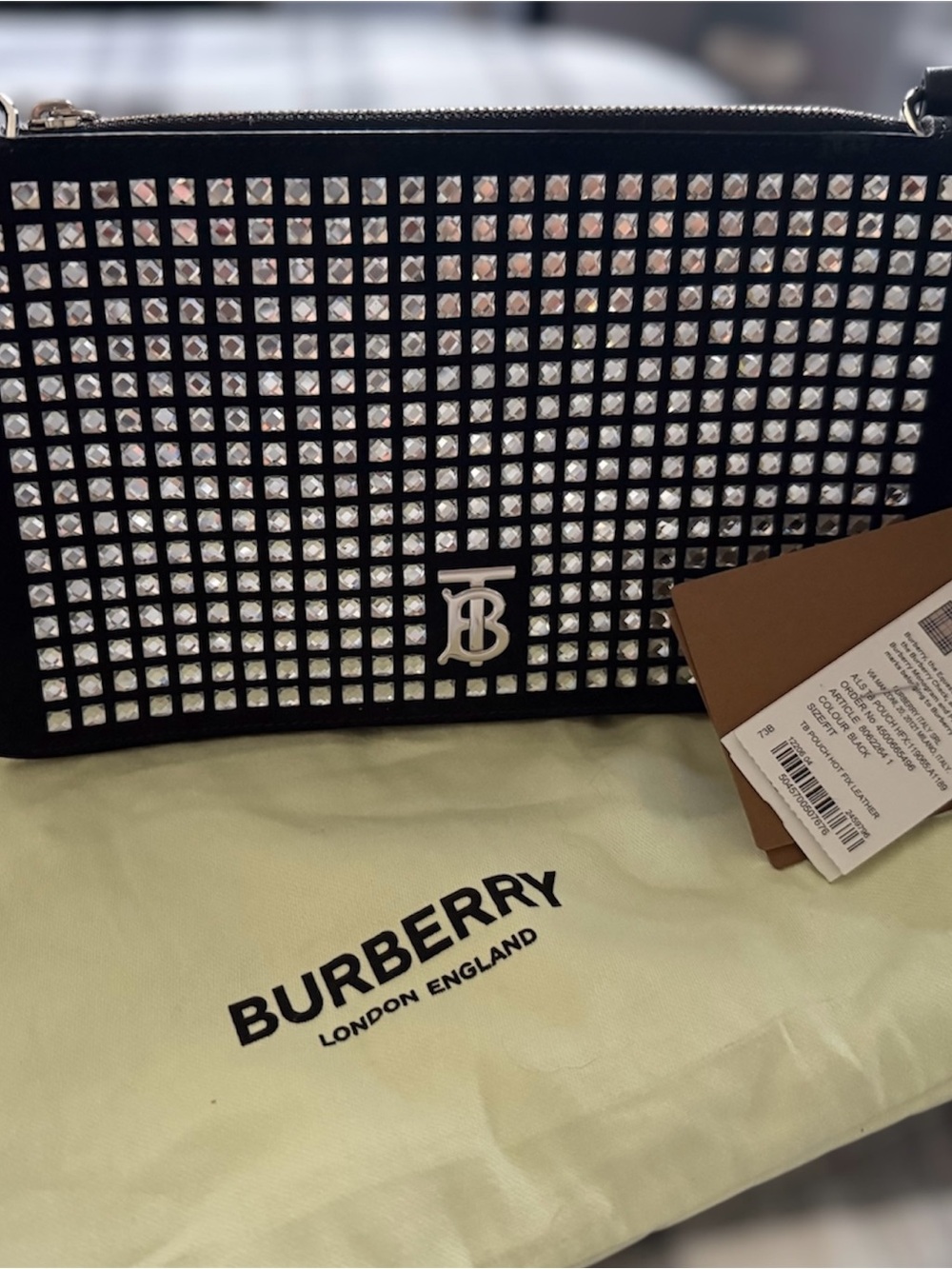 Burberry TB Hotfix Suede Shoulder Pouch
Black